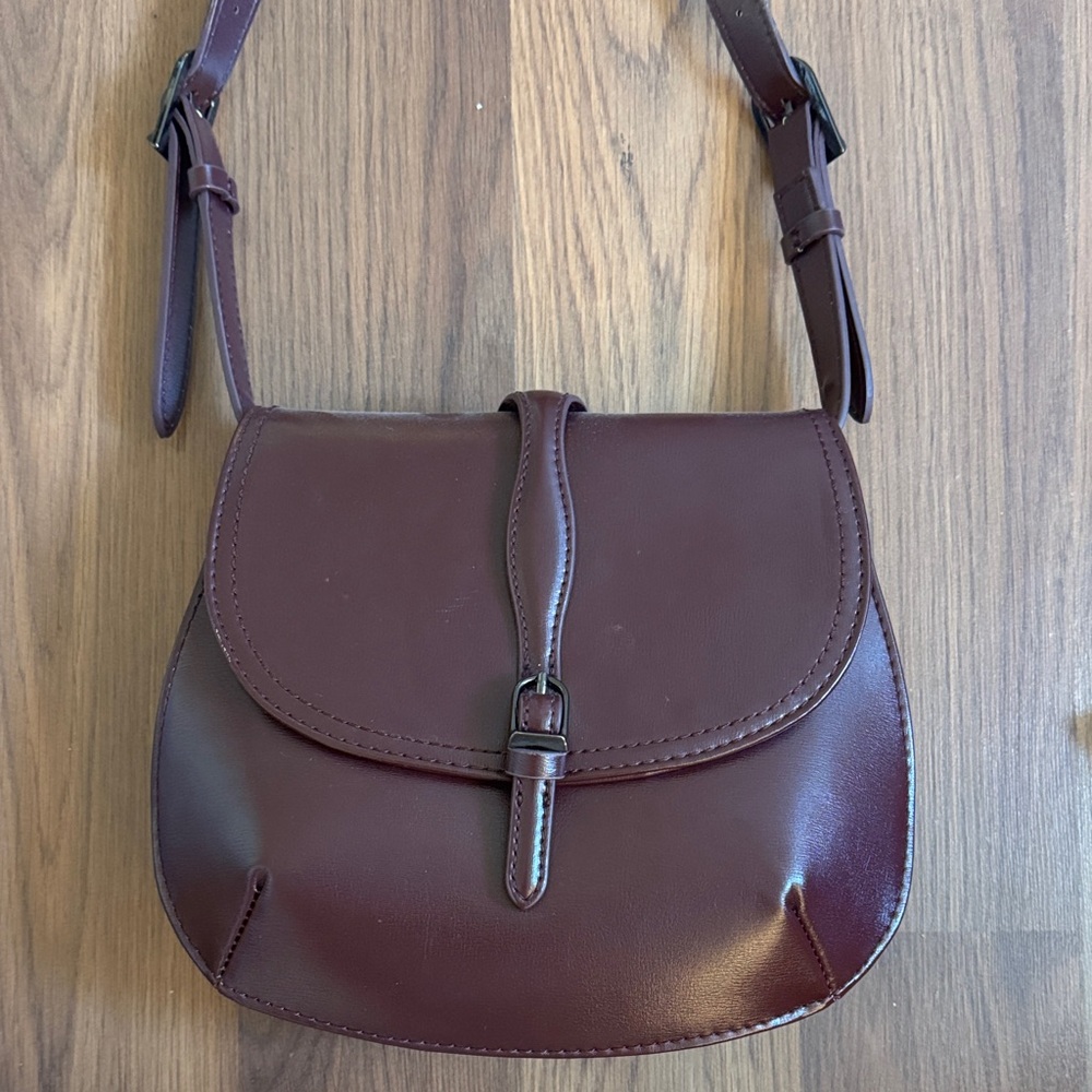 ZARA Elegant Burgundy Leather Shoulder Bag